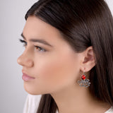 Statement Octopus Earring in Silver and Amber