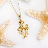 Silver with 24ct Gold Octopus Necklace