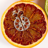Orange Slice Fruit Drop Earrings in Silver and Cognac Amber