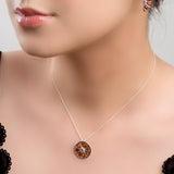 Orange Slice Fruit Necklace in Silver and Cognac Amber