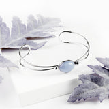 Oval Bangle in Silver and Blue Lace Agate