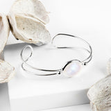 Oval Bangle in Silver and Moonstone