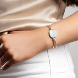 Oval Bangle in Silver and Moonstone