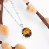 Classic Oval Necklace in Silver and Tiger's Eye