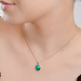 Classic Oval Necklace in Silver and Malachite