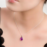 Classic Oval Necklace in Silver and Amethyst