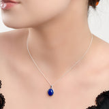 Classic Oval Necklace in Silver and Lapis Lazuli