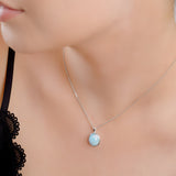 Classic Oval Necklace in Silver and Larimar