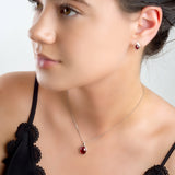 Classic Oval Necklace in Silver and Garnet