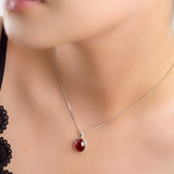 Classic Oval Necklace in Silver and Garnet