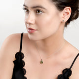 Classic Oval Necklace in Silver and Green Amber