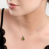 Classic Oval Necklace in Silver and Green Amber