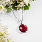 Classic Oval Necklace in Silver and Garnet
