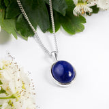 Classic Oval Necklace in Silver and Lapis Lazuli