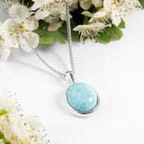 Classic Oval Necklace in Silver and Larimar