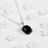 Classic Oval Necklace in Silver and Black Onyx