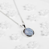Classic Oval Necklace in Silver and Blue Lace Agate