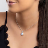 Classic Oval Necklace in Silver and Blue Lace Agate