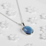 Classic Oval Necklace in Silver and Blue Opal