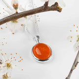 Classic Oval Necklace in Silver and Carnelian