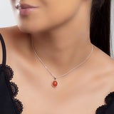 Classic Oval Necklace in Silver and Carnelian