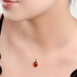 Classic Oval Necklace in Silver and Amber