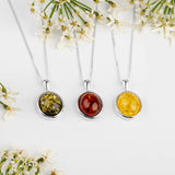 Classic Oval Necklace in Silver and Amber