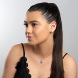 Classic Oval Necklace in Silver and Blue Opal