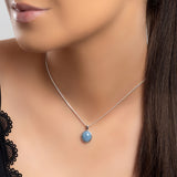 Classic Oval Necklace in Silver and Blue Opal