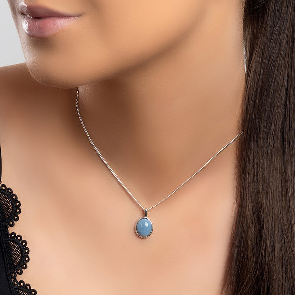 BLUE OPAL NECKLACE $59...FREE CHAIN...FREE SHIPPING... STERLING SILVER –  The Inlay Artist