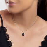 Classic Oval Necklace in Silver and Black Onyx