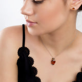 Barn Owl Bird Necklace in Silver and Cognac Amber