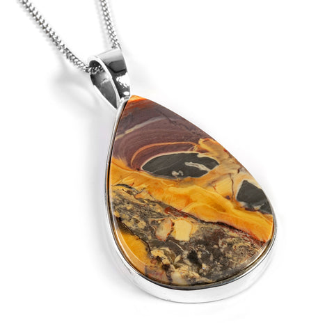 Butterfly Jasper Teardrop Necklace - Natural Designer Gemstone