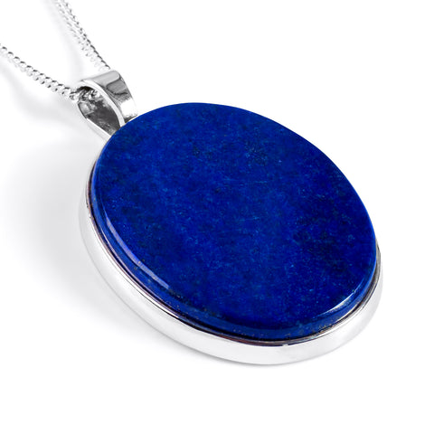 Oval Lapis Lazuli Necklace - Natural Designer Gemstone