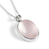 Pure Oval Rose Quartz Necklace - Natural Designer Gemstone