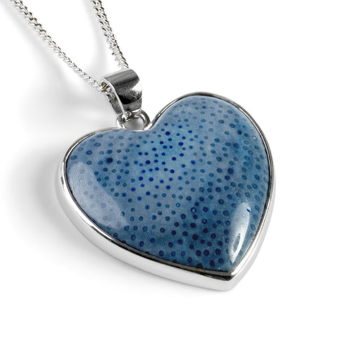 Natural Blue Sponge Coral Heart Necklace - Exquisite Natural Designer Gemstone