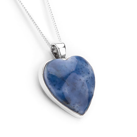 Heart Shaped Blue Sponge Coral Gemstone Necklace - Natural Designer Gemstone