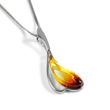 Burning Effect Necklace in Silver and Sunset Amber