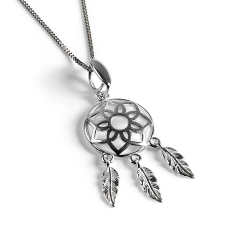 Miniature Dreamcatcher Necklace in Silver
