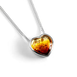 Heart Necklace in Silver & Sunset Amber