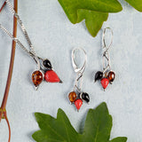 Beech Leaf Necklace in Silver, Coral and Amber