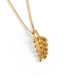 Miniature Royal Fern Leaf Necklace in Silver with 24ct Gold