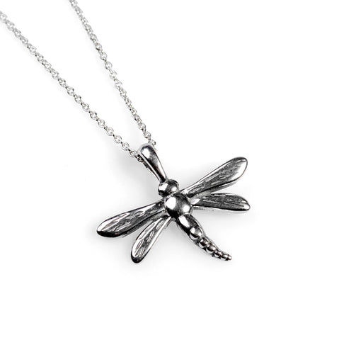 Miniature Dragonfly Necklace in Silver