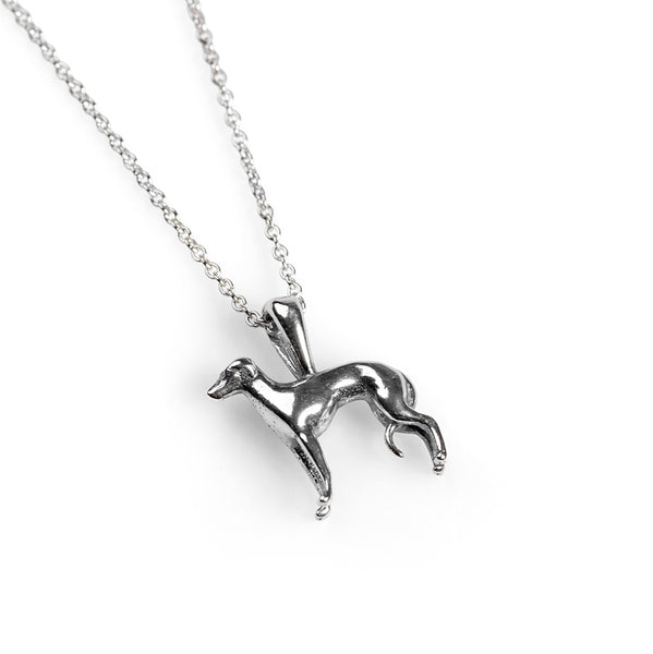 Miniature Greyhound / Whippet Dog Necklace in Silver