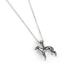 Miniature Greyhound Dog Necklace in Silver with 24ct Gold