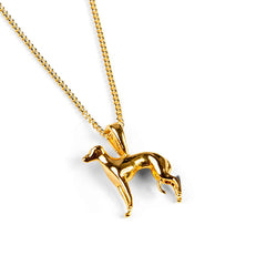 Miniature Greyhound Dog Necklace in Silver with 24ct Gold