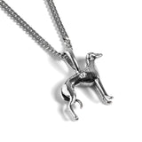 Large Greyhound / Whippet Dog Necklace in Silver