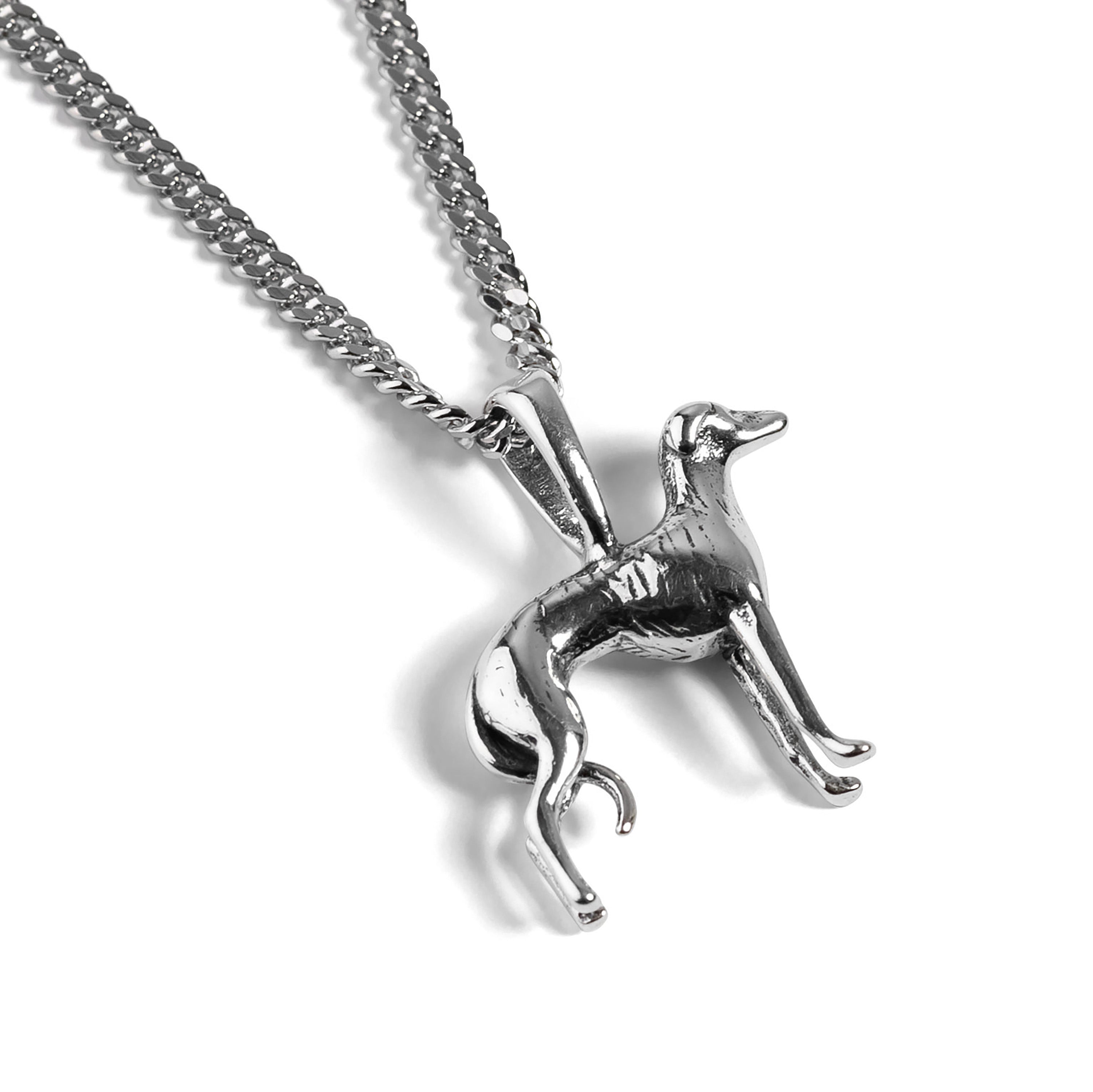 Large Greyhound / Whippet Dog Necklace in Silver with 24ct Gold
