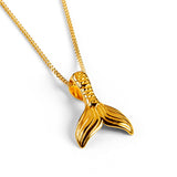 Small Mermaid Tail / Whale Necklace in Silver with 24ct Gold