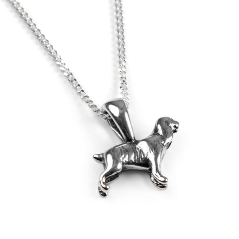 Miniature Cocker Spaniel Dog Necklace in Silver